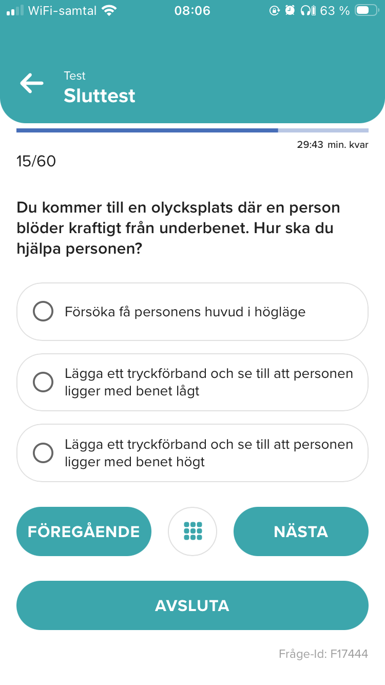 Fråga om kraftig blödning från underbenet
